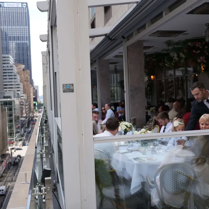 The terrace dressed with flowers